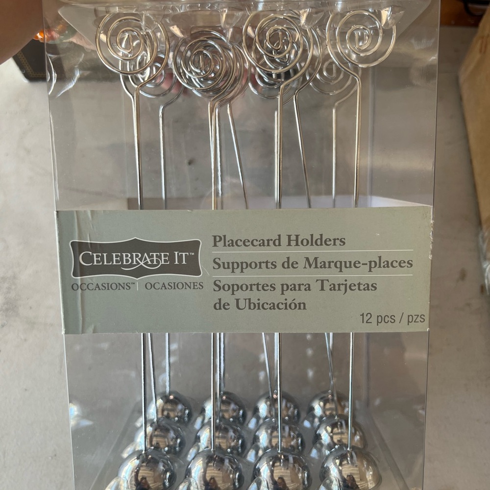 Celebrate It Silver Rose Placecard Holders
